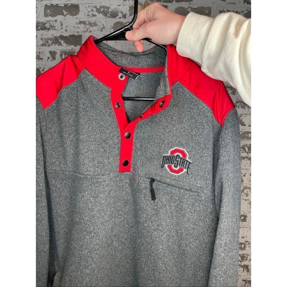 Colosseum | mens Henley snap button pullover Ohio state buckeyes